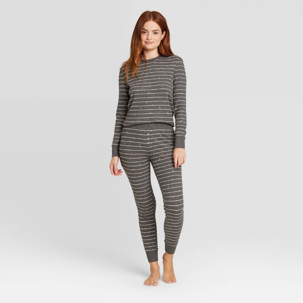 Target Stars Above Grey Striped Thermal PJ Set